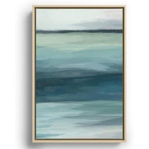 Society6 Sea Levels – Seafoam Green Mint Navy Blue Abstract Ocean Art Painting Canvas Print – Modern Wall Art by Rachel Elise – Framed Canvas, Gallery-Quality Canvas with Fade-Resistant Ink, 16 X 24, Maple