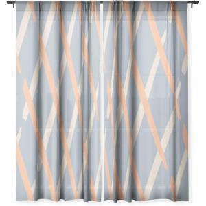 Society6 Sheer Curtains – Window Decor by Lola Terracota – Extra Long Floor to Ceiling Curtains, 50″ x 96″, Abstract Interaction 123(Classic Line Pattern 444)