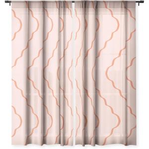Society6 Sheer Curtains – Window Decor by Lola Terracota – Extra Long Floor to Ceiling Curtains, 50″ x 96″, Abstract Interaction 123(Minimal Waves 541)