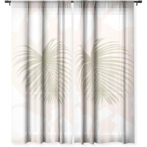 Society6 Sheer Curtains – Window Decor by Lola Terracota – Extra Long Floor to Ceiling Curtains, 50″ x 96″, Abstract Interaction 123(Palm Leaf With Abstract Handmade Shapes)