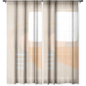 Society6 Sheer Curtains – Window Decor by Lola Terracota – Extra Long Floor to Ceiling Curtains, 50″ x 96″, Abstract Interaction 123(Simple Shapes Boho Minimalist)