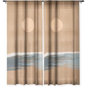 Society6 Sheer Curtains – Window Decor by Lola Terracota – Extra Long Floor to Ceiling Curtains, 50″ x 96″, Abstract Interaction 123(Sunset With Minimal Shapes on Kraft Paper)