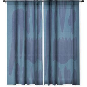 Society6 Sheer Curtains – Window Decor by Lola Terracota – Extra Long Floor to Ceiling Curtains, 50″ x 96″, Abstract Interaction 123(Terracota Blue and Powerful Design)