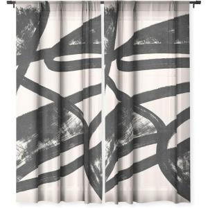 Society6 Sheer Curtains – Window Decor by Lola Terracota – Extra Long Floor to Ceiling Curtains, 50″ x 96″, Abstract Interaction 123(That Was a Cow Abstraction)