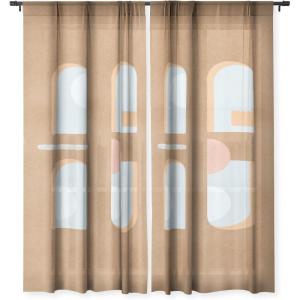 Society6 Sheer Curtains – Window Decor by Lola Terracota – Extra Long Floor to Ceiling Curtains, 50″ x 96″, Abstract Interaction 123(The Arch of a Window Abstract Shapes Contemporary)