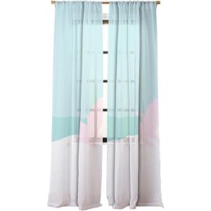 Society6 Sheer Curtains – Window Decor by Mile High Studio – Extra Long Floor to Ceiling Curtains, 50″ x 96″, Simply Folk Olive Branches(Minimal Beach Chair Turquoise)