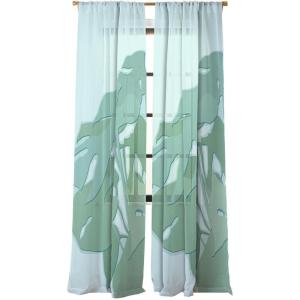 Society6 Sheer Curtains – Window Decor by Mile High Studio – Extra Long Floor to Ceiling Curtains, 50″ x 96″, Simply Folk Olive Branches(Minimal Monstera Leaves Green)