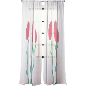 Society6 Sheer Curtains – Window Decor by Mile High Studio – Extra Long Floor to Ceiling Curtains, 50″ x 96″, Simply Folk Olive Branches(Simply Folk Red Poppies)