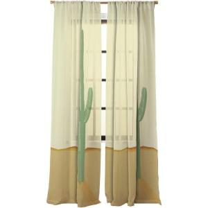 Society6 Sheer Curtains – Window Decor by Mile High Studio – Extra Long Floor to Ceiling Curtains, 50″ x 96″, Simply Folk Olive Branches(The Lonely Cactus Summer)