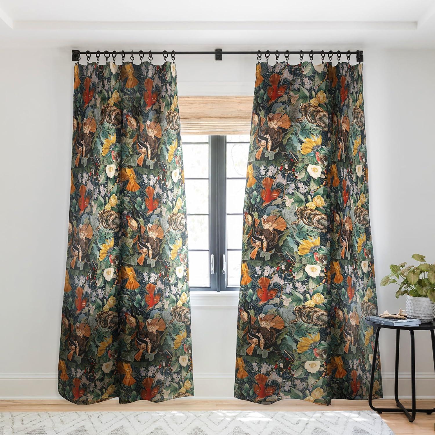 imageSociety6 Blackout Curtains Window Decor by Burcu Korkmazyurek Extra Long Floor to Ceiling Curtains 50 x 96 Summer Botanical Garden IXBirds and Snakes