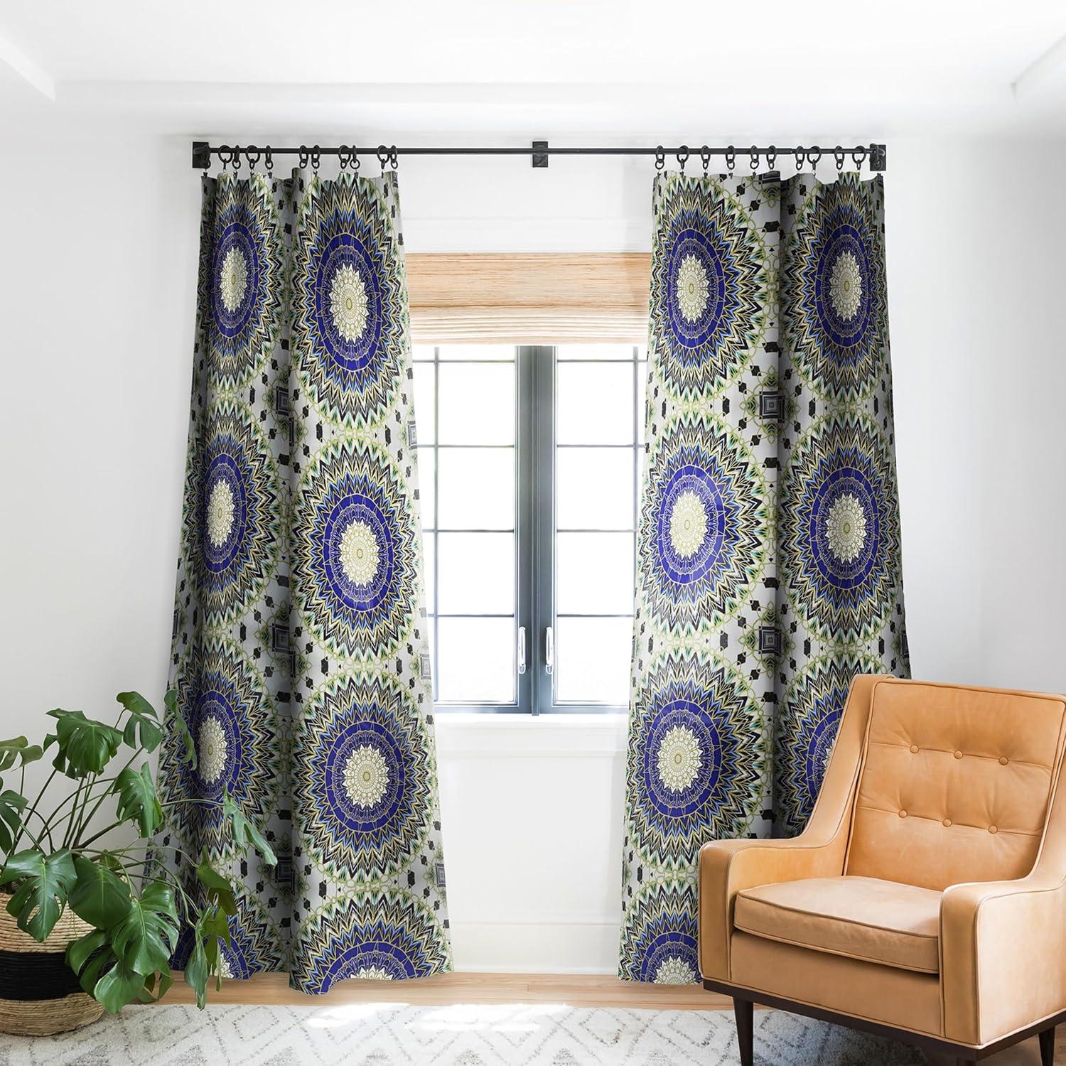 imageSociety6 Blackout Curtains Window Decor by Sheila WenzelGanny Extra Long Floor to Ceiling Curtains 50 x 96 Rainbow CascadeBohemian Blue Gold Mandala