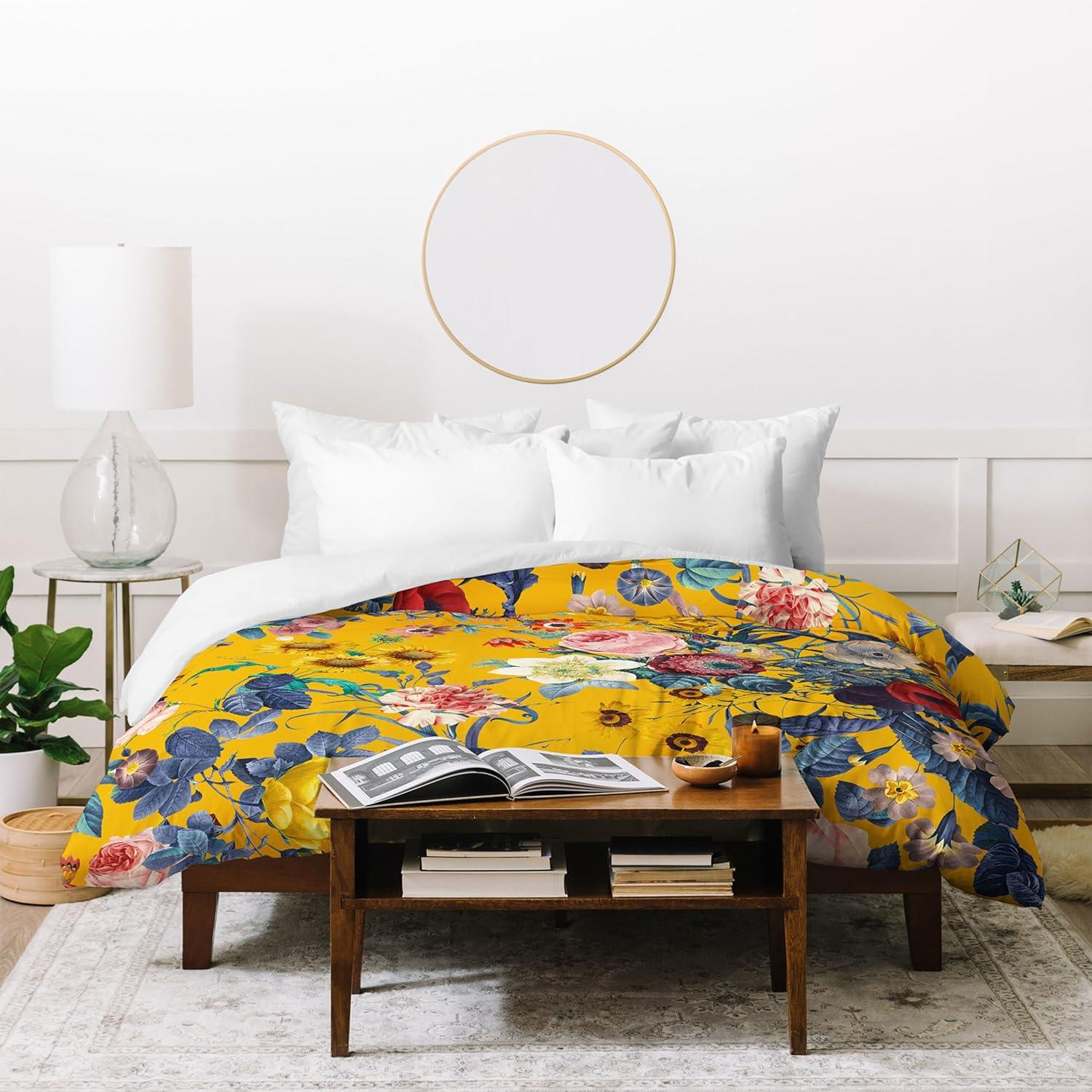 imageSociety6 Burcu Korkmazyurek Summer Botanical Garden VIII King Duvet Cover and 2 Pillow Shams Set MultiFullQueen