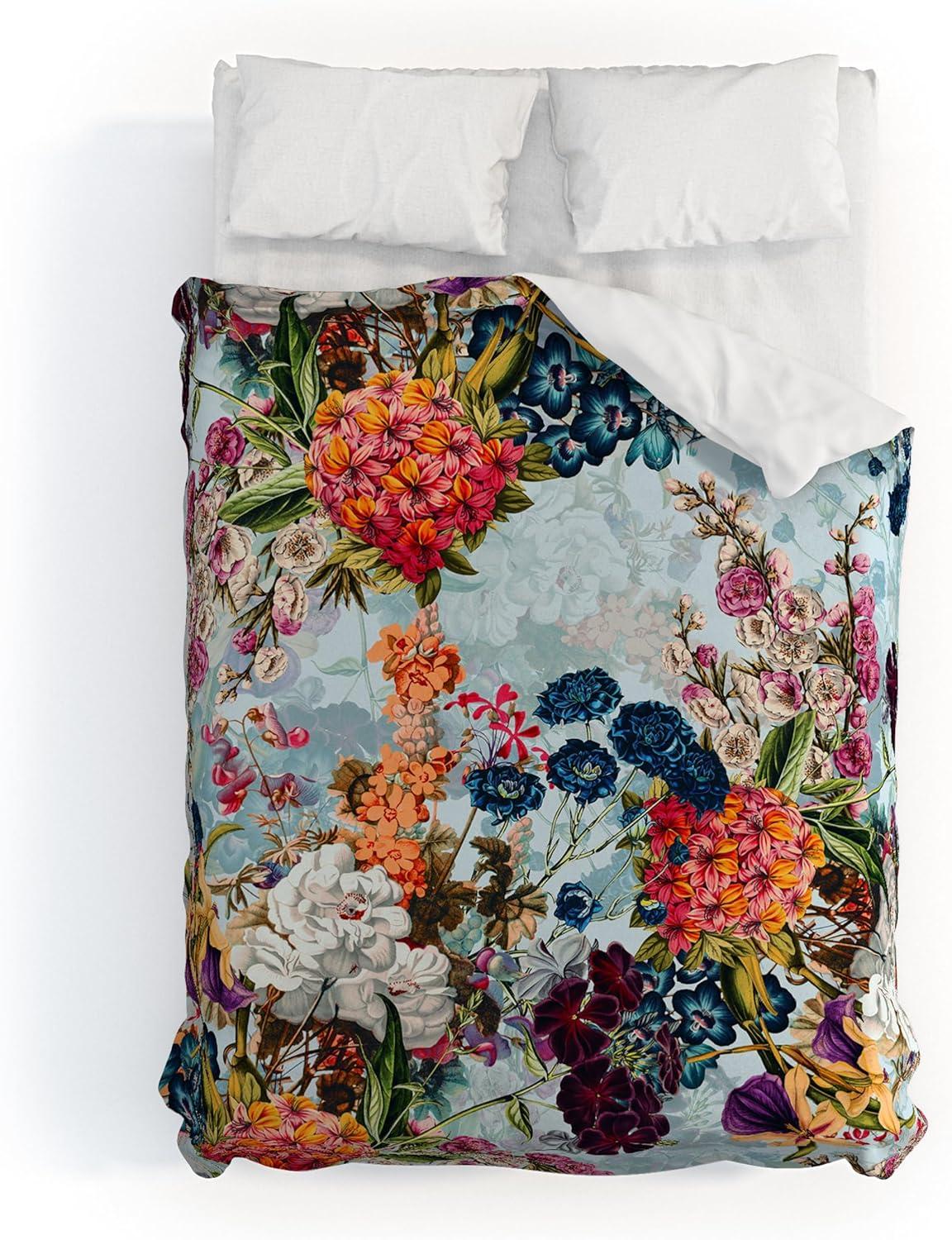 imageSociety6 Burcu Korkmazyurek Summer Botanical Garden VIII King Duvet Cover and 2 Pillow Shams Set MultiFullQueen