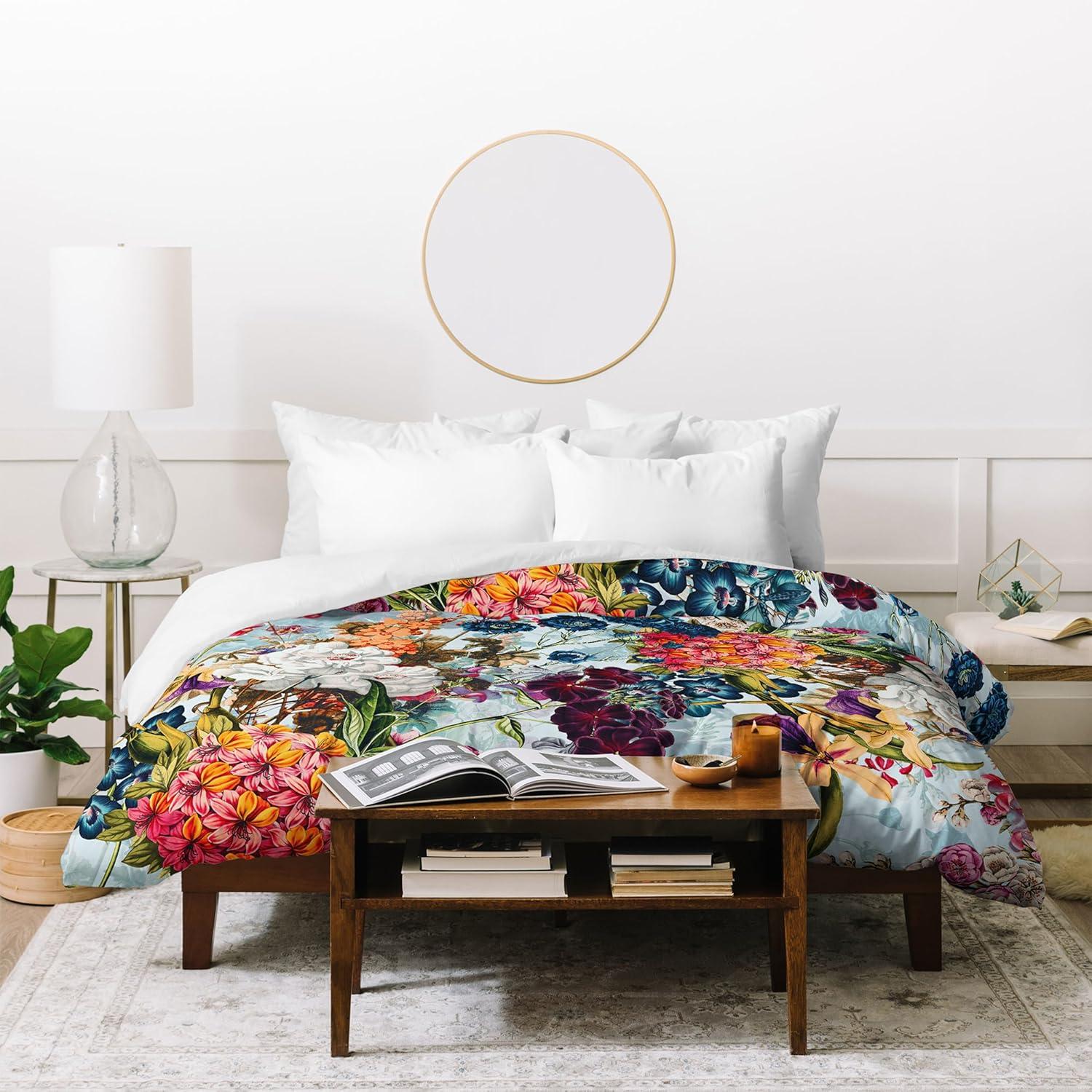 imageSociety6 Burcu Korkmazyurek Summer Botanical Garden VIII King Duvet Cover and 2 Pillow Shams Set MultiFullQueen