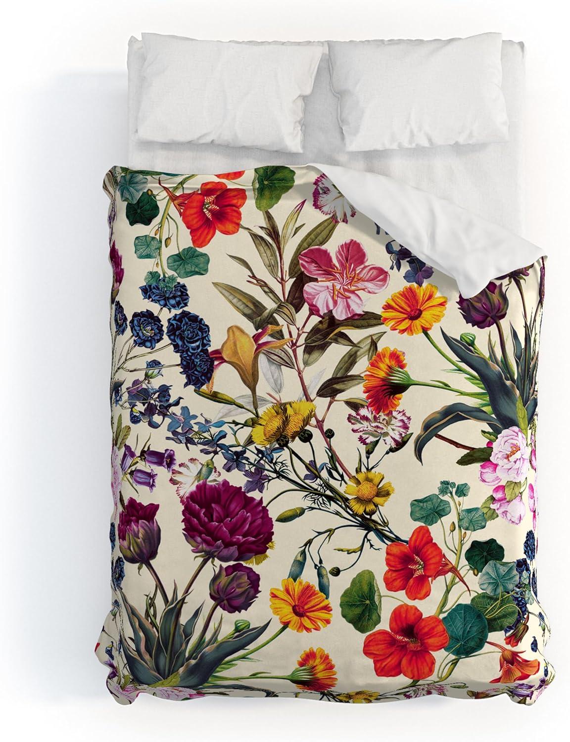 imageSociety6 Burcu Korkmazyurek Summer Botanical Garden VIII King Duvet Cover and 2 Pillow Shams Set MultiFullQueen