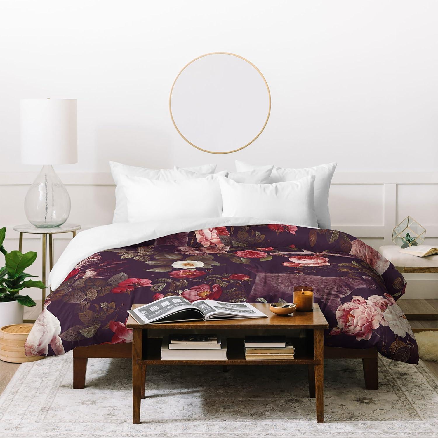 imageSociety6 Burcu Korkmazyurek Summer Botanical Garden VIII King Duvet Cover and 2 Pillow Shams Set MultiFullQueen