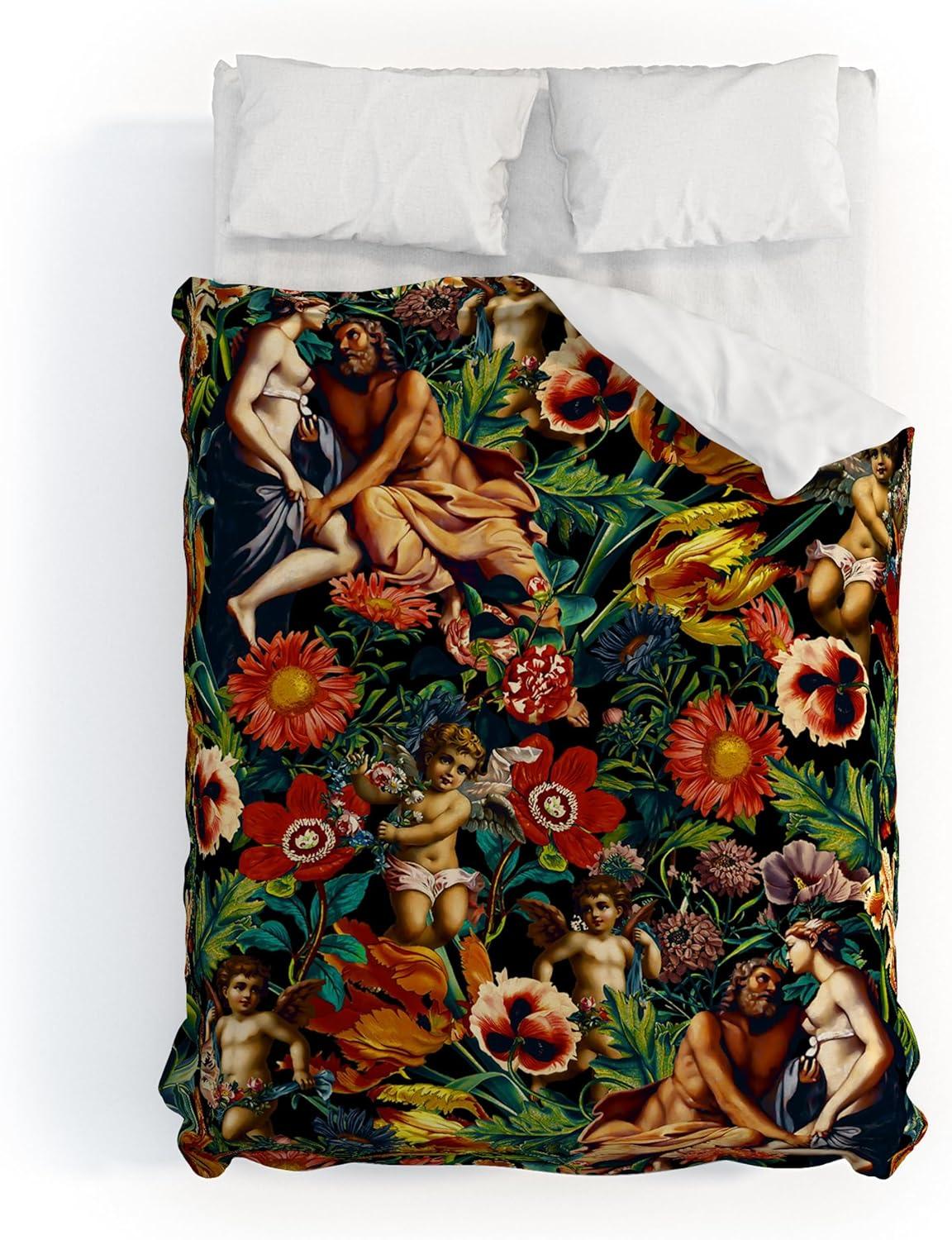 imageSociety6 Burcu Korkmazyurek Summer Botanical Garden VIII King Duvet Cover and 2 Pillow Shams Set MultiFullQueen