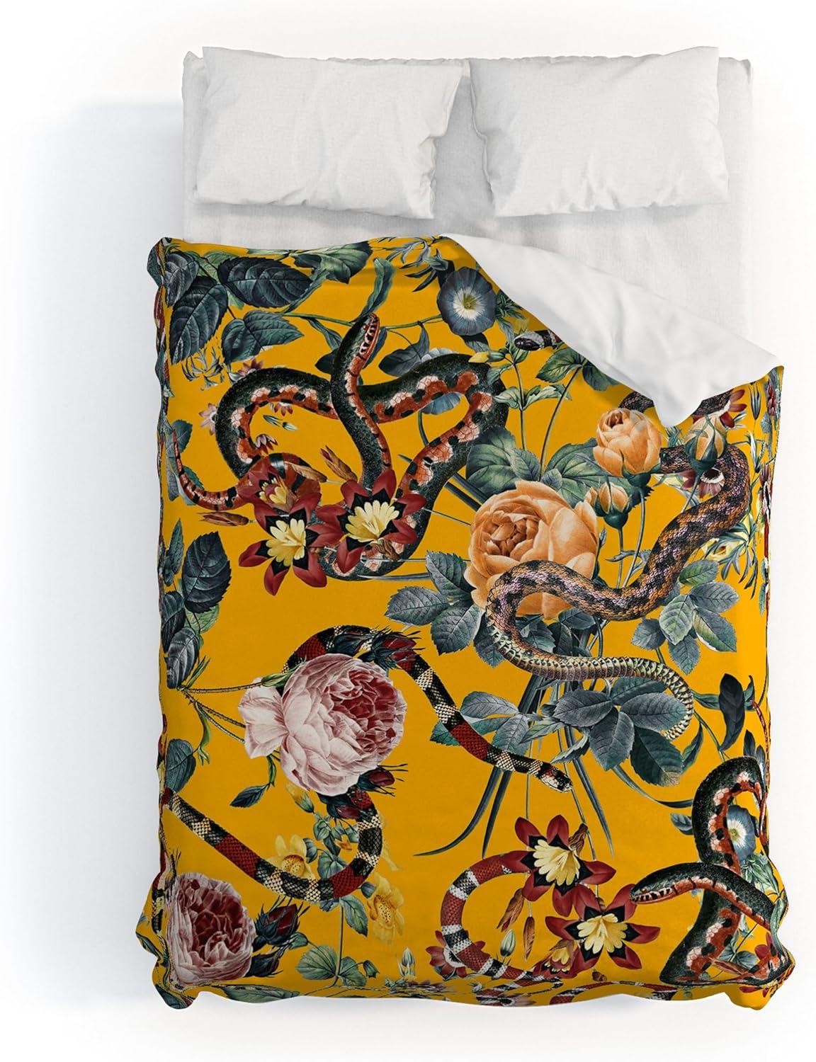 imageSociety6 Burcu Korkmazyurek Summer Botanical Garden VIII King Duvet Cover and 2 Pillow Shams Set MultiFullQueen