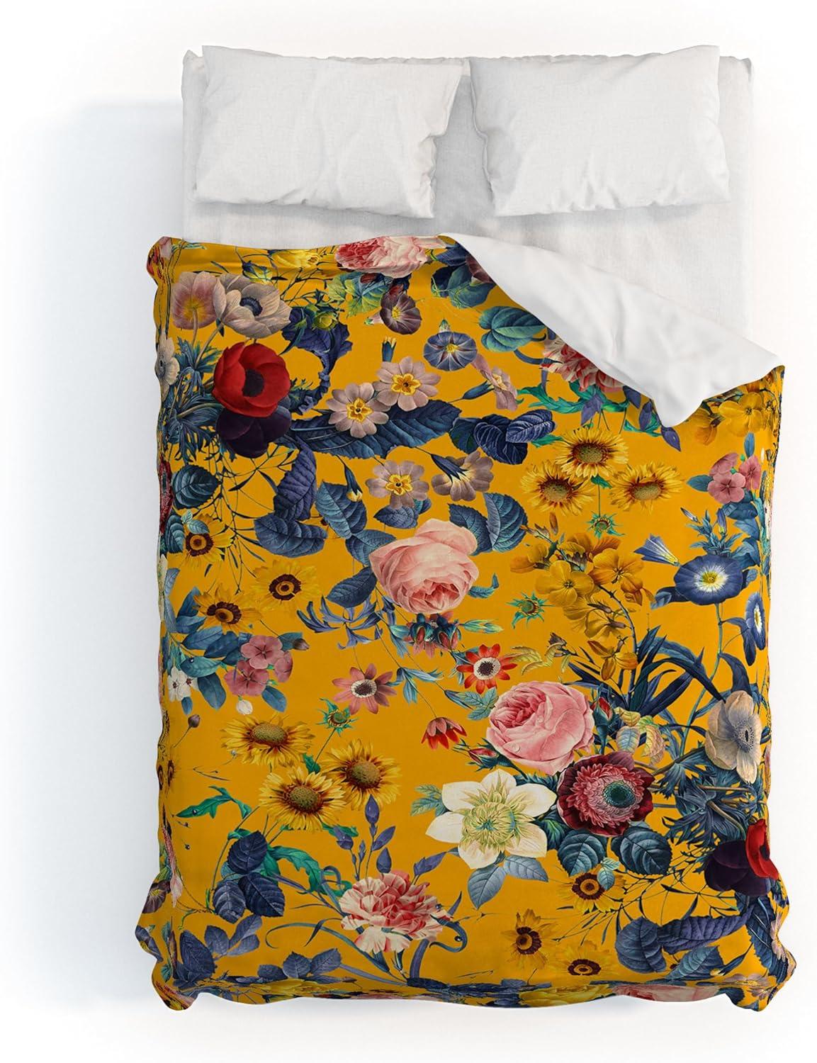 imageSociety6 Burcu Korkmazyurek Summer Botanical Garden VIII King Duvet Cover and 2 Pillow Shams Set MultiFullQueen