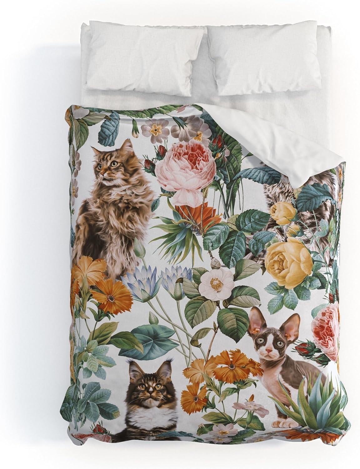 imageSociety6 Burcu Korkmazyurek Summer Botanical Garden VIII King Duvet Cover and 2 Pillow Shams Set MultiFullQueen