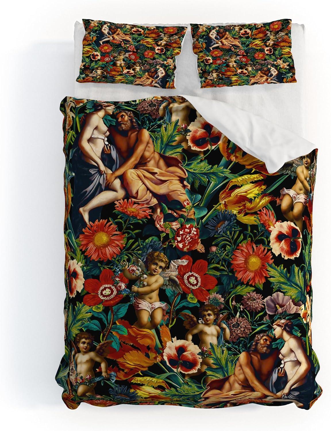 imageSociety6 Burcu Korkmazyurek Summer Botanical Garden VIII King Duvet Cover and 2 Pillow Shams Set MultiKing