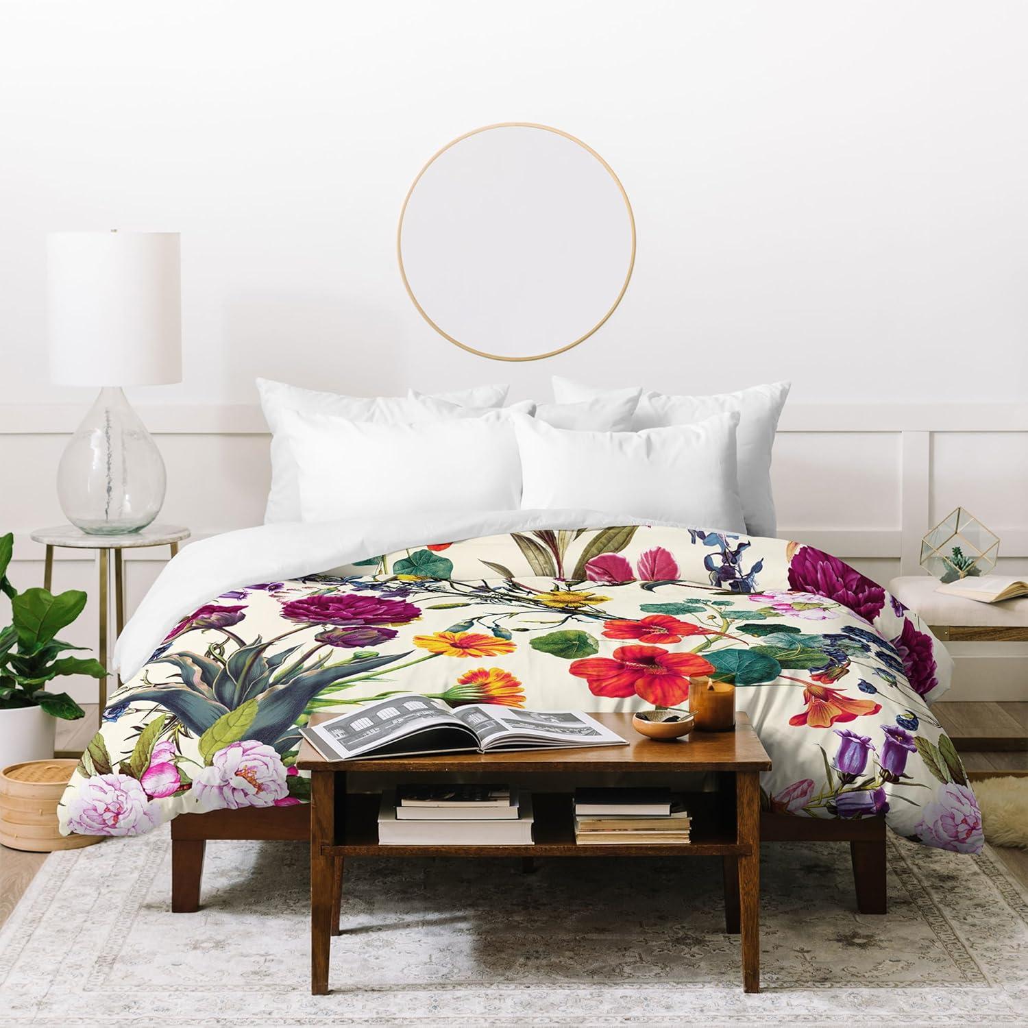 imageSociety6 Burcu Korkmazyurek Summer Botanical Garden VIII King Duvet Cover and 2 Pillow Shams Set MultiKing