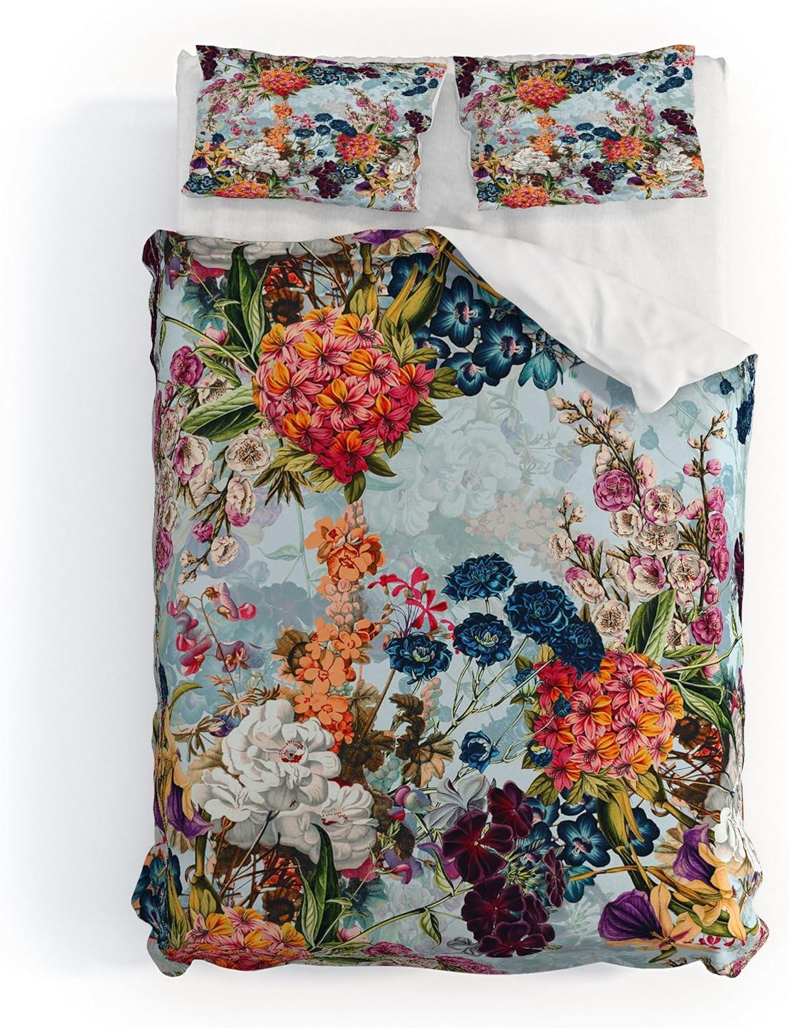 imageSociety6 Burcu Korkmazyurek Summer Botanical Garden VIII King Duvet Cover and 2 Pillow Shams Set MultiKing