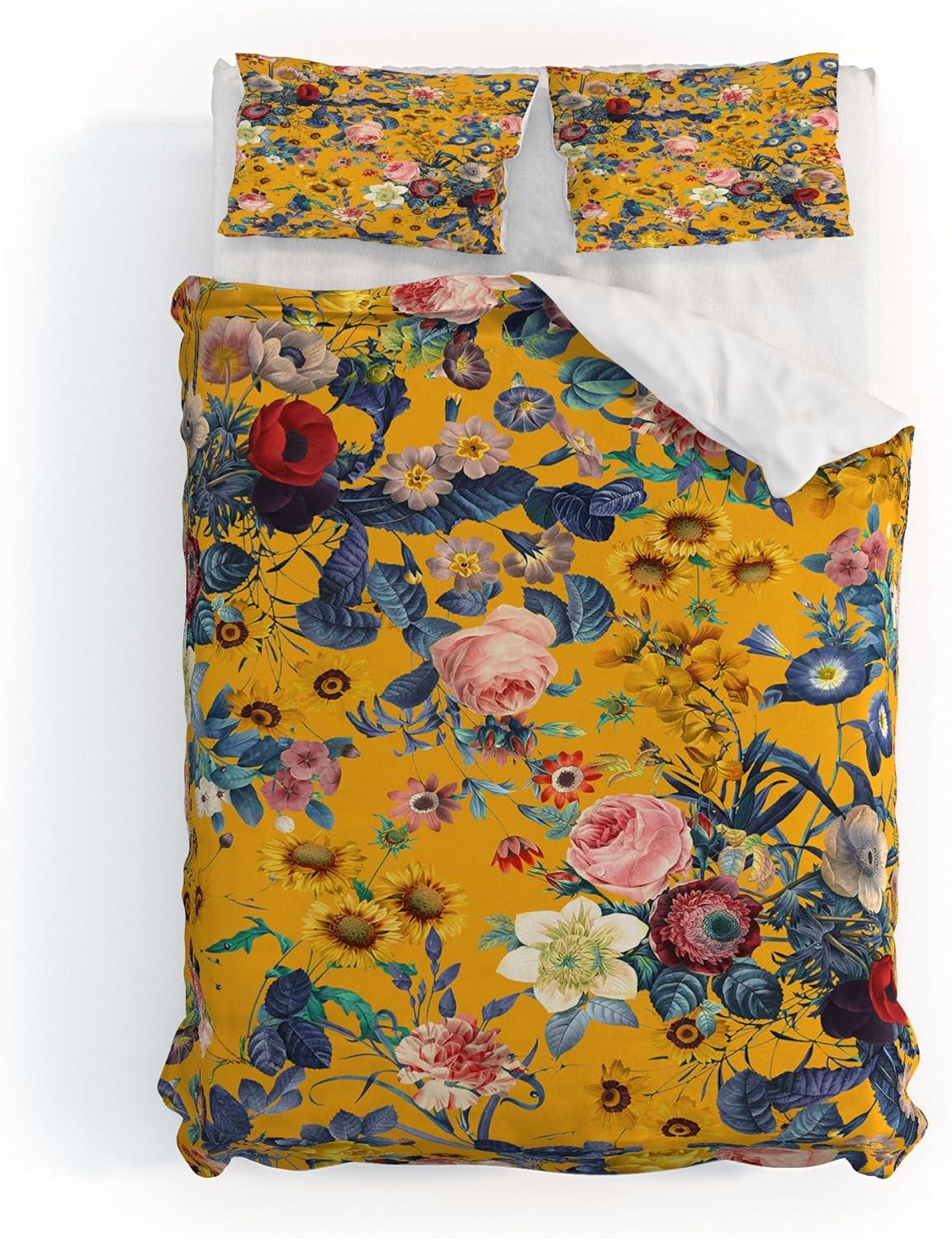 imageSociety6 Burcu Korkmazyurek Summer Botanical Garden VIII King Duvet Cover and 2 Pillow Shams Set MultiKing