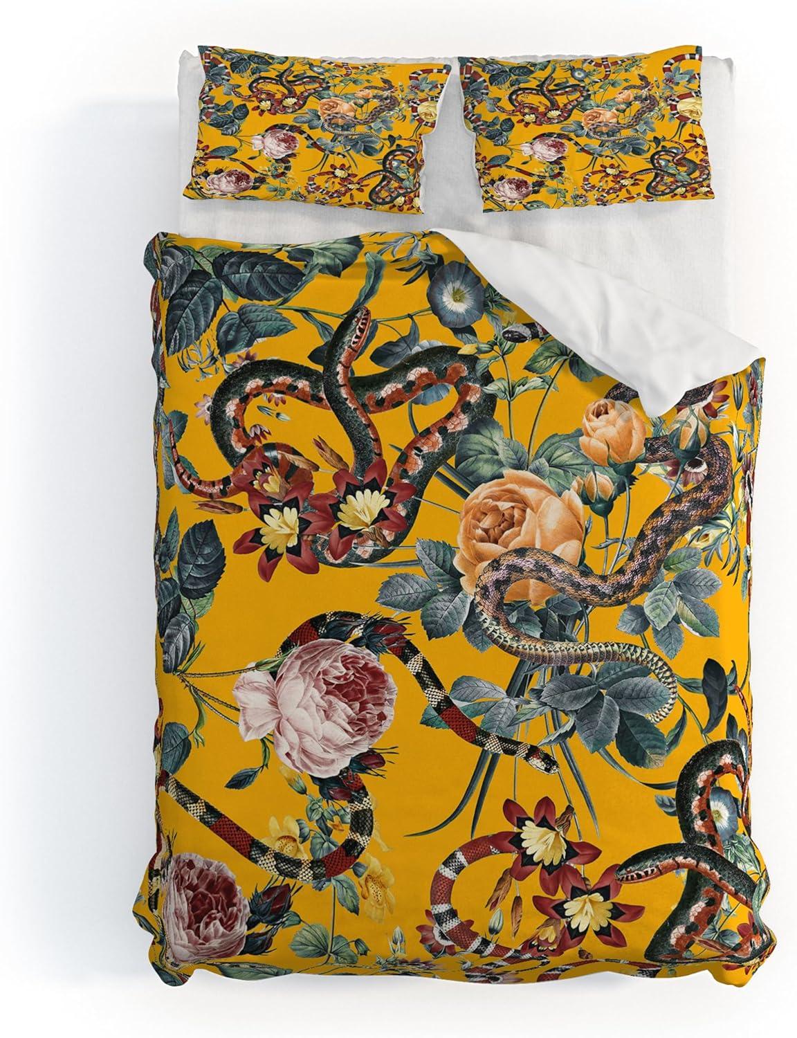 imageSociety6 Burcu Korkmazyurek Summer Botanical Garden VIII King Duvet Cover and 2 Pillow Shams Set MultiKing