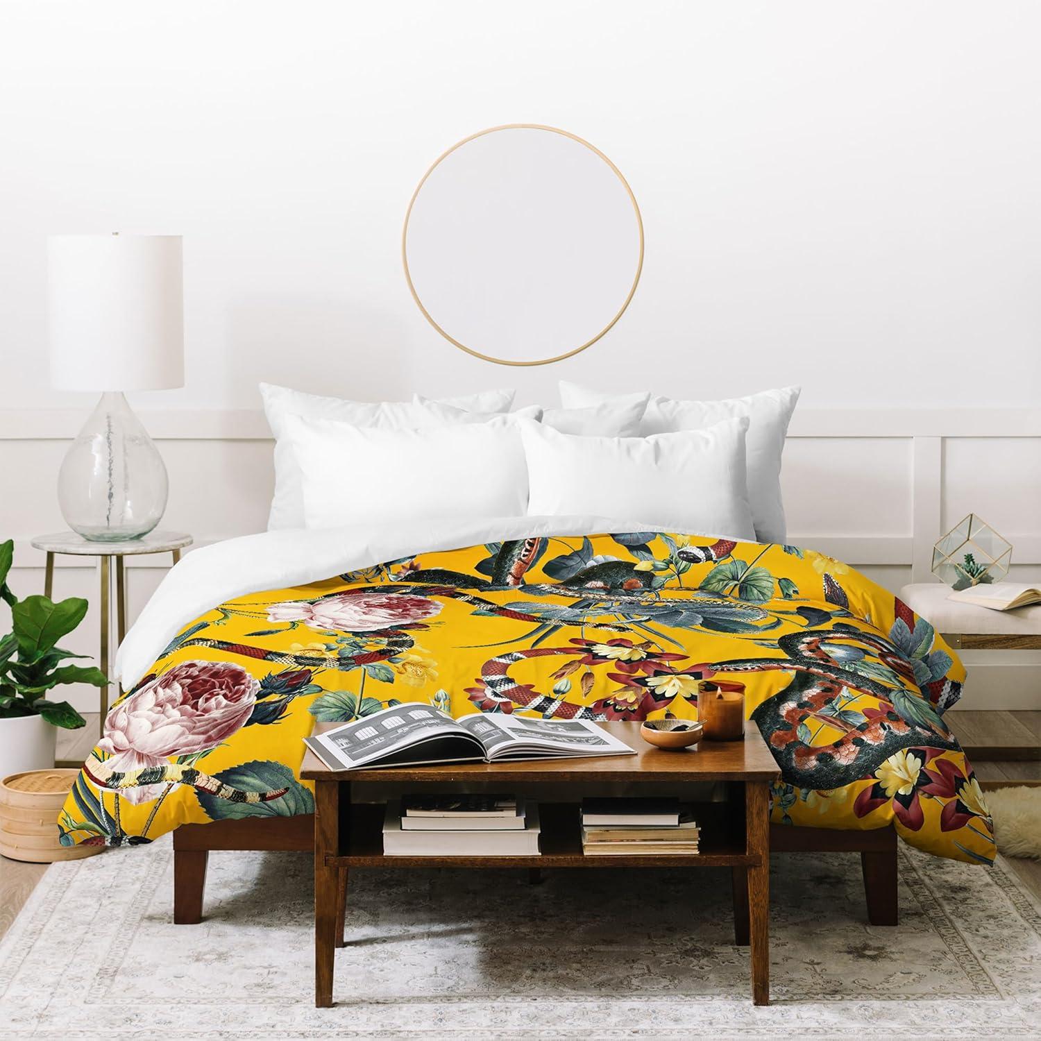 imageSociety6 Burcu Korkmazyurek Summer Botanical Garden VIII King Duvet Cover and 2 Pillow Shams Set MultiKing