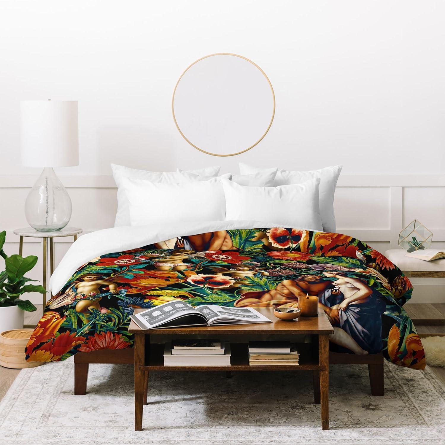 imageSociety6 Burcu Korkmazyurek Summer Botanical Garden VIII King Duvet Cover and 2 Pillow Shams Set MultiKing