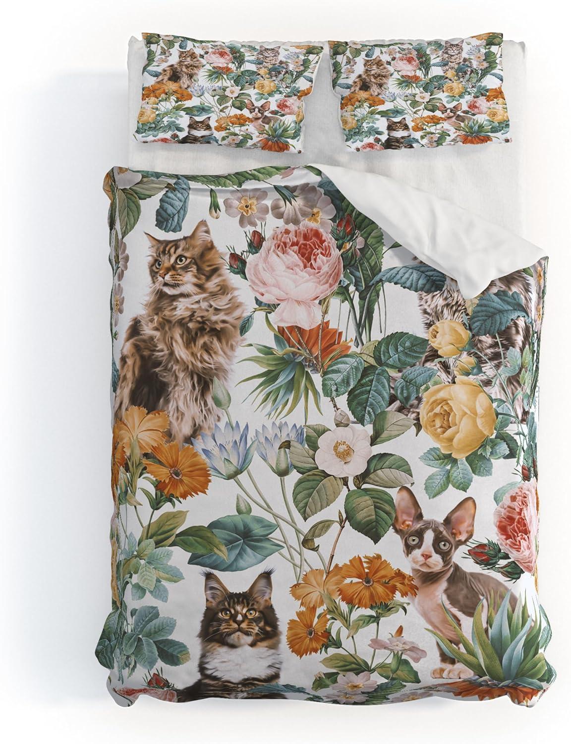 imageSociety6 Burcu Korkmazyurek Summer Botanical Garden VIII King Duvet Cover and 2 Pillow Shams Set MultiKing