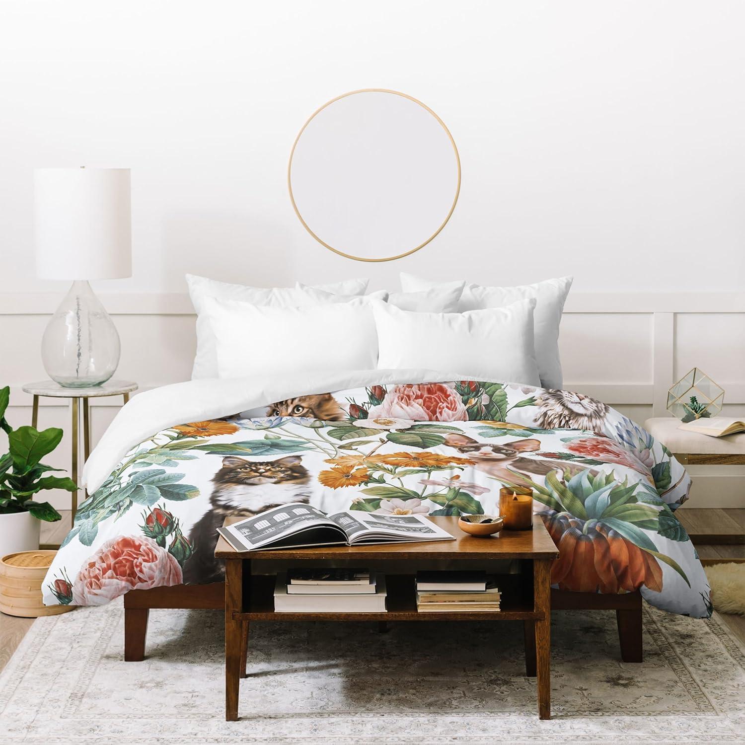 imageSociety6 Burcu Korkmazyurek Summer Botanical Garden VIII King Duvet Cover and 2 Pillow Shams Set MultiKing