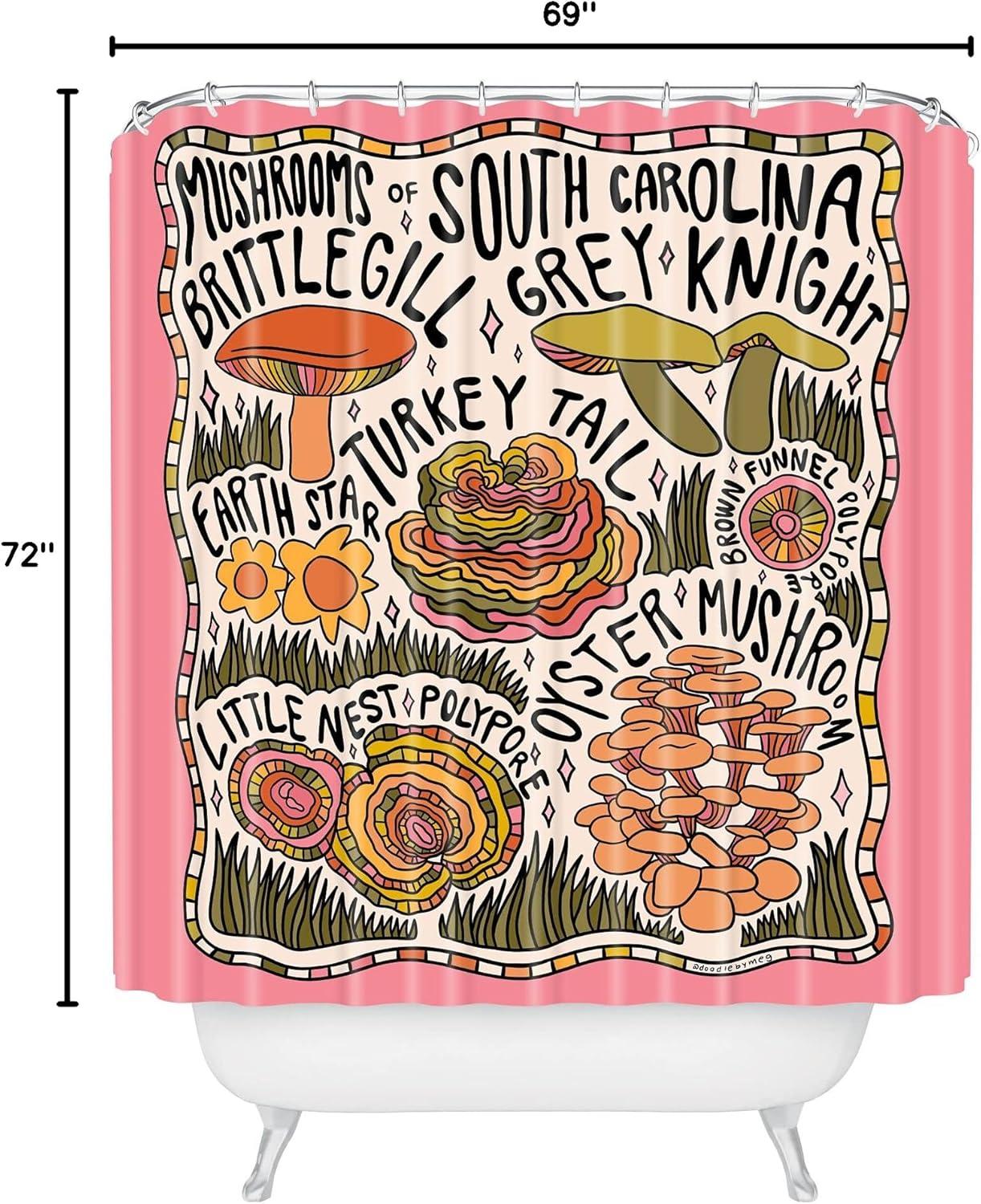 imageSociety6 Shower Curtain Bathroom Decor by Doodle by Meg Fabric Shower Curtains for Bathroom 72 x 69 Psychedelic SpaceMushrooms of South Carolina