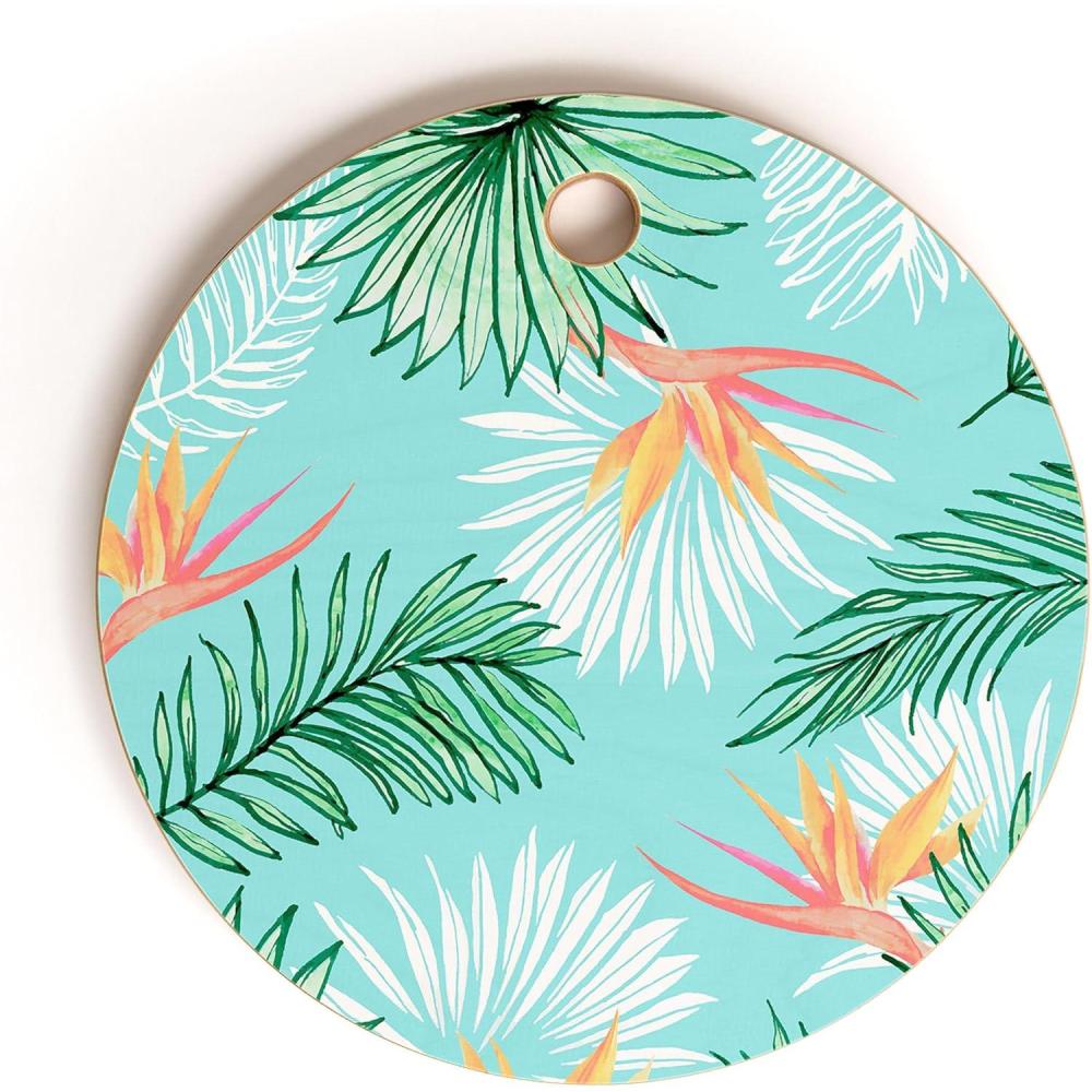 imageSociety6 Bamboo Cutting Board Kitchen Decor by 83 Oranges  Unique Cutting Boards for Kitchen 16 x 105 x 05 White PigeonsTropic Palm