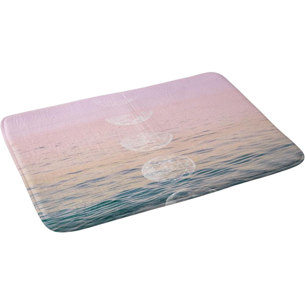 imageSociety6 Bath Mat  Bathroom Decor by Emanuela Carratoni  NonSlip Memory Foam Bathroom Rugs Soft Microfiber Machine Washable 17 x 24 70s FloralMoontime on the Beach