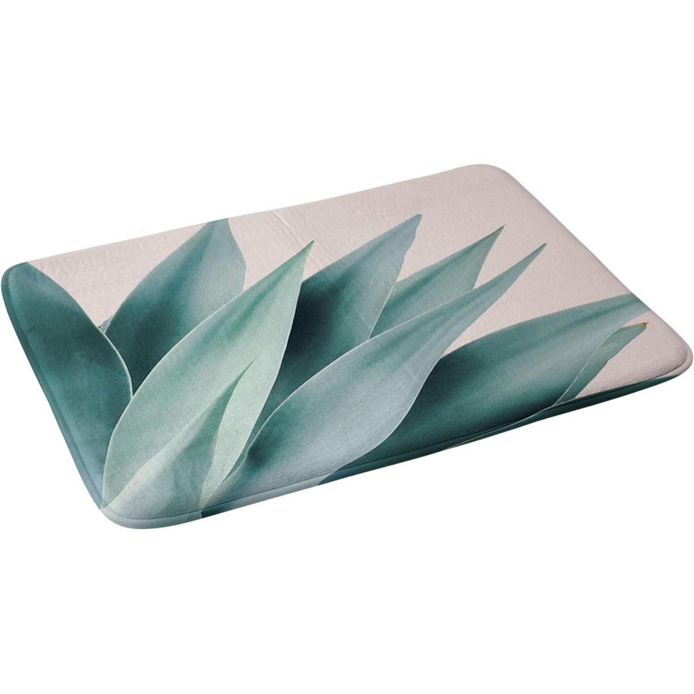 imageSociety6 Bath Mat  Bathroom Decor by Gale Switzer  NonSlip Memory Foam Bathroom Rugs Soft Microfiber Machine Washable 17 x 24 Agave Geometrics PinkAgave Flare Ii Peach