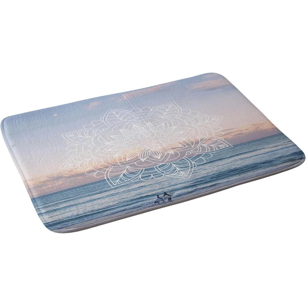 imageSociety6 Bath Mat Bathroom Decor by Gale Switzer NonSlip Memory Foam Bathroom Rugs Soft Microfiber Machine Washable 17 x 24 Agave Geometrics PinkTwilight Surf Mandala