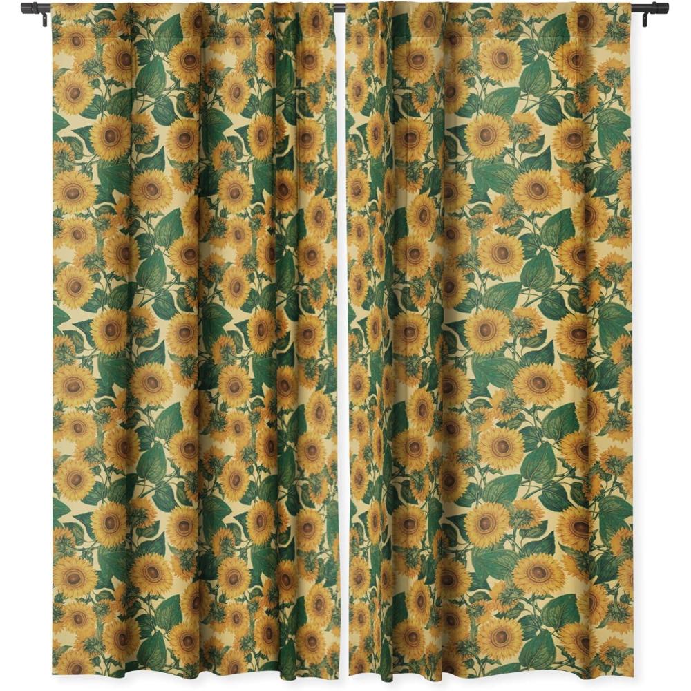 imageSociety6 Blackout Curtains  Window Decor by Burcu Korkmazyurek  Extra Long Floor to Ceiling Curtains 50 x 96 Summer Botanical Garden IXHelianthus Annuus