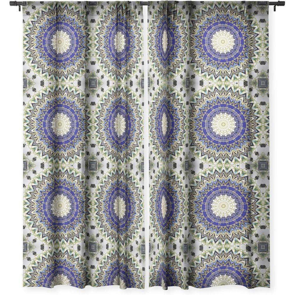 imageSociety6 Blackout Curtains  Window Decor by Sheila WenzelGanny  Extra Long Floor to Ceiling Curtains 50 x 96 Rainbow CascadeBohemian Blue Gold Mandala