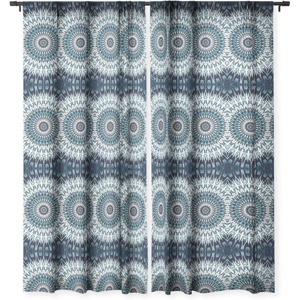 imageSociety6 Blackout Curtains  Window Decor by Sheila WenzelGanny  Extra Long Floor to Ceiling Curtains 50 x 96 Rainbow CascadeIndigo Navy White Mandala