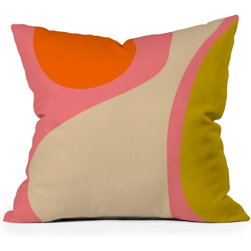 imageSociety6 Home AnnickDecorative Accent Couch or Bed Throw Pillow Insert 16x16 Palm Leaves Arch Pattern RustAbstract Composition Modern