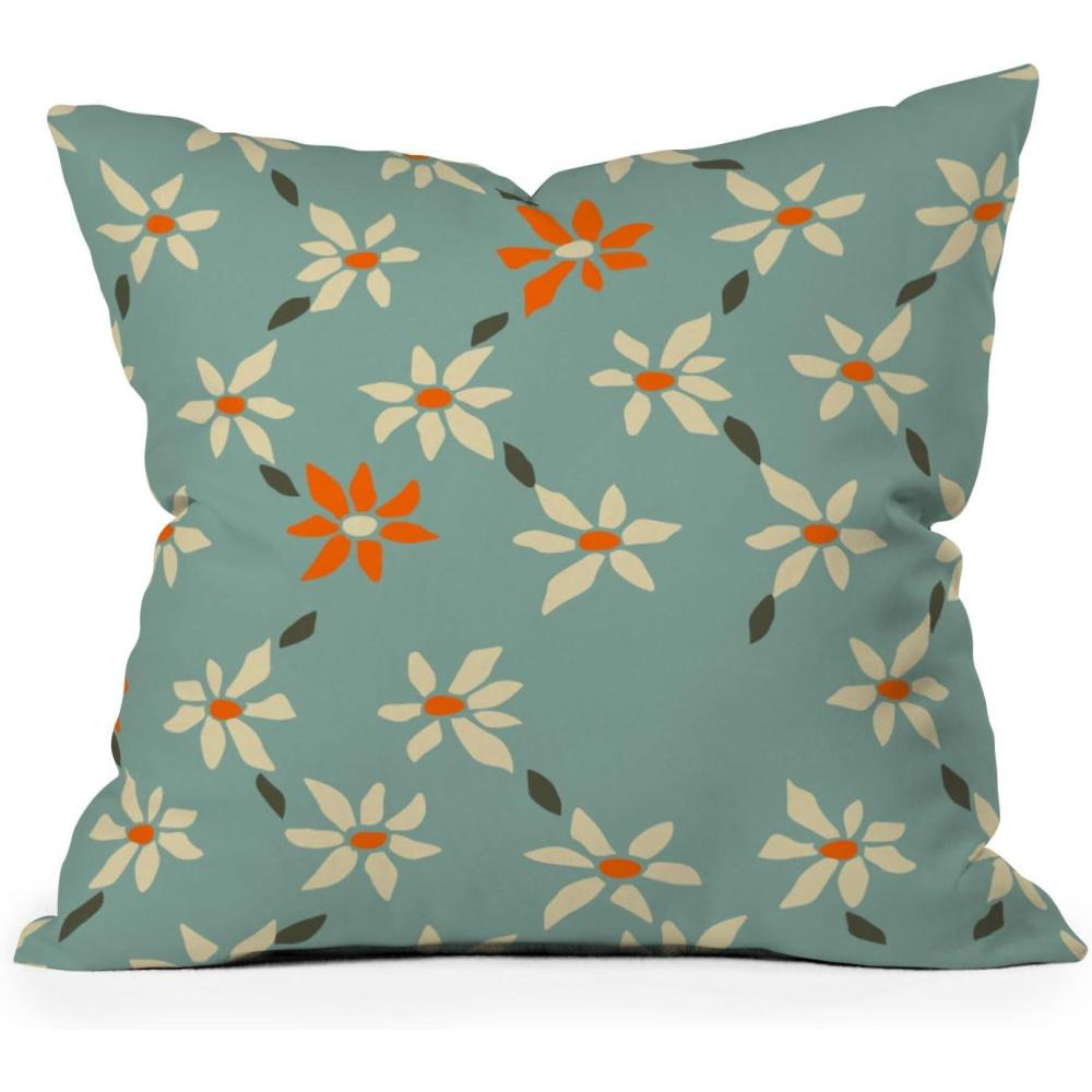 imageSociety6 Home AnnickDecorative Accent Couch or Bed Throw Pillow Insert 16x16 Palm Leaves Arch Pattern RustDaily Pattern Retro Flower No 1