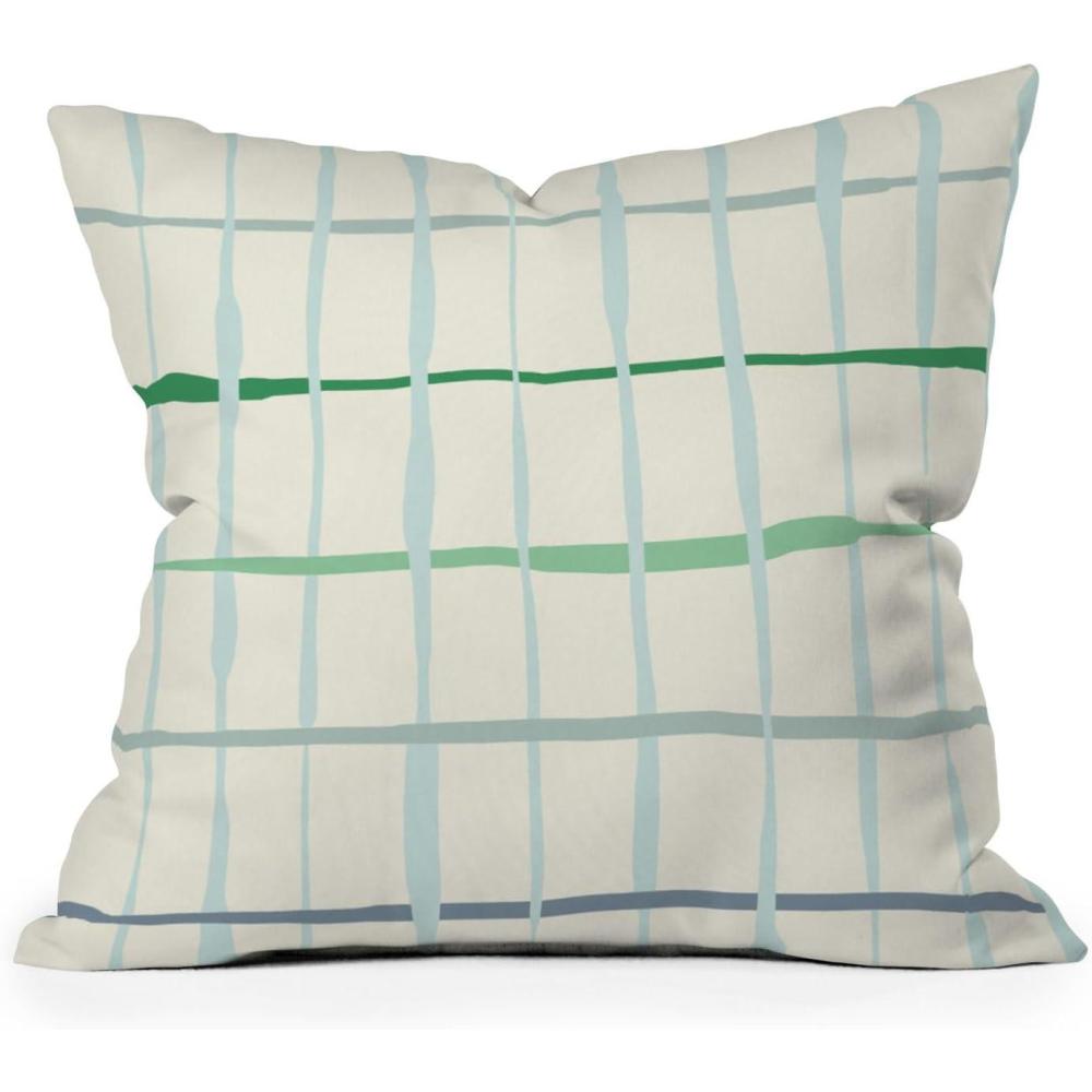 imageSociety6 Home AnnickDecorative Accent Couch or Bed Throw Pillow Insert 16x16 Palm Leaves Arch Pattern RustSummer Lines Mint