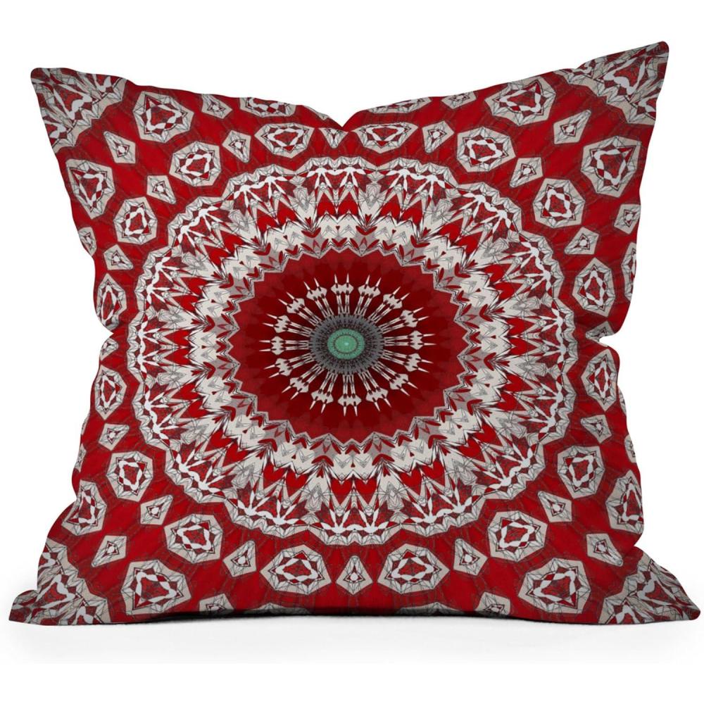 imageSociety6 Indoor Throw Pillows  Home Decor by Sheila WenzelGanny  Decorative Accent Pillows for Couch or Bed 16 x 16 Contemporary Blue BubbleRed White Bohemian Mandala