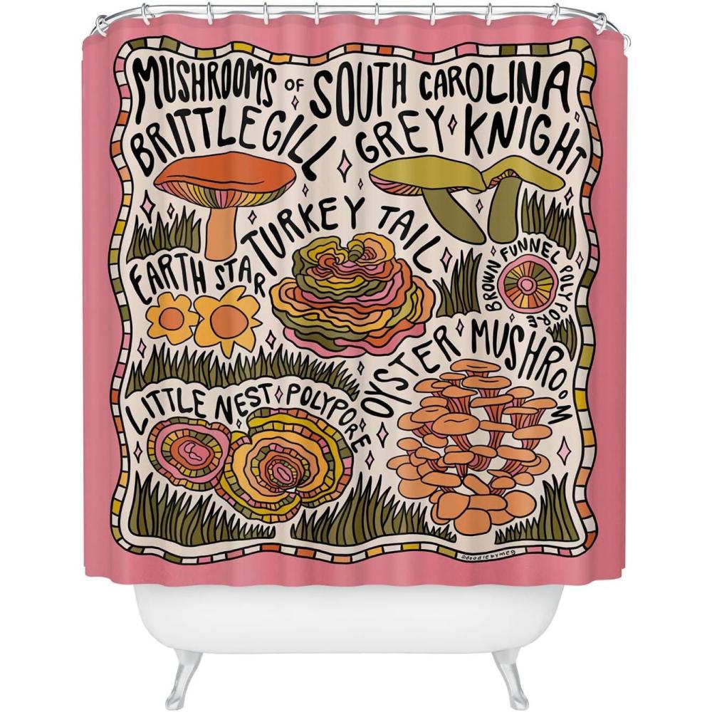 imageSociety6 Shower Curtain  Bathroom Decor by Doodle by Meg  Fabric Shower Curtains for Bathroom 72 x 69 Psychedelic SpaceMushrooms of South Carolina