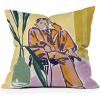 Society6 Home Annick-Decorative Accent Couch or Bed Throw Pillow Insert, 16″x16″, Palm Leaves Arch Pattern Rust(Woman Wearing Yellow Pajamas)