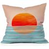 Society6 Modern Tropical Vintage Indigo Palm Throw Pillow, 18″x18″, Blue(Minimalist Sunset III)