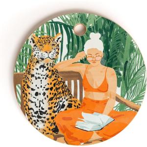 Society6 Bamboo Cutting Board- Kitchen Decor by 83 Oranges – Unique Cutting Boards for Kitchen, 16″ x 10.5″ x 0.5″, White Pigeons(Jungle Vacay)