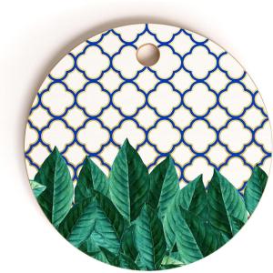 Society6 Bamboo Cutting Board- Kitchen Decor by 83 Oranges – Unique Cutting Boards for Kitchen, 16″ x 10.5″ x 0.5″, White Pigeons(Leaves And Tiles)